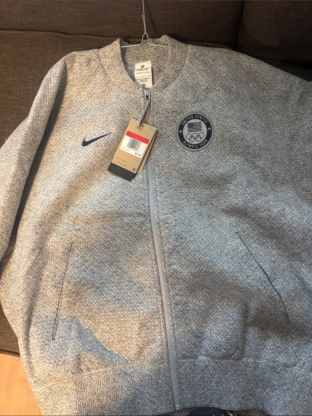Nike Light Gray USA Olympic Team Bomber Jacket